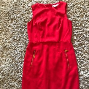 Red Dress with gold working zippers.